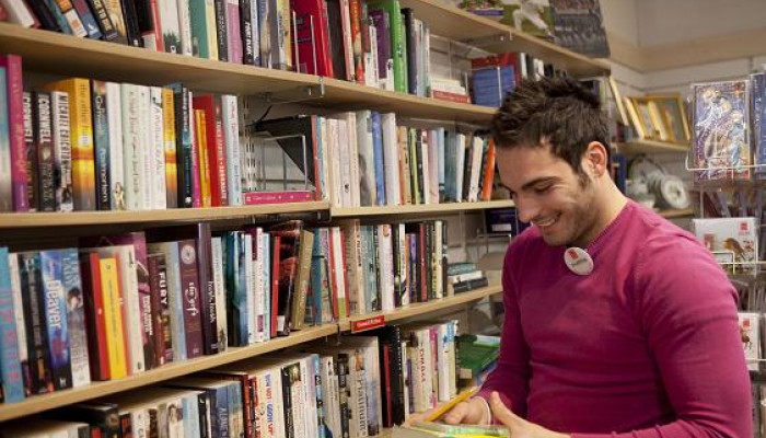 Charity bookstore volunteer