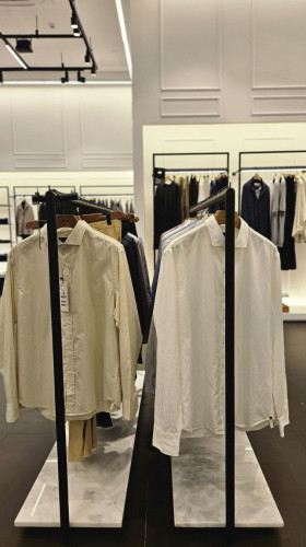 Clothes displayed on shop floor