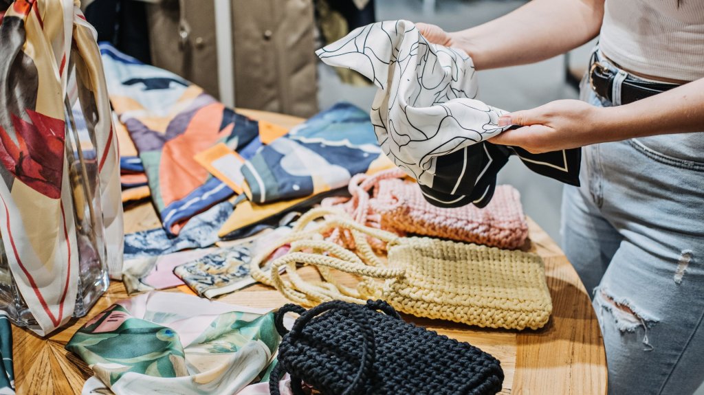 Sorting textiles.