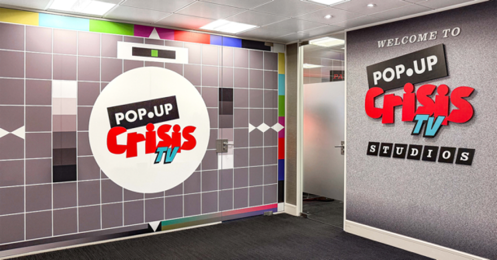 Pop-up Crisis shop, 80's tv themed.