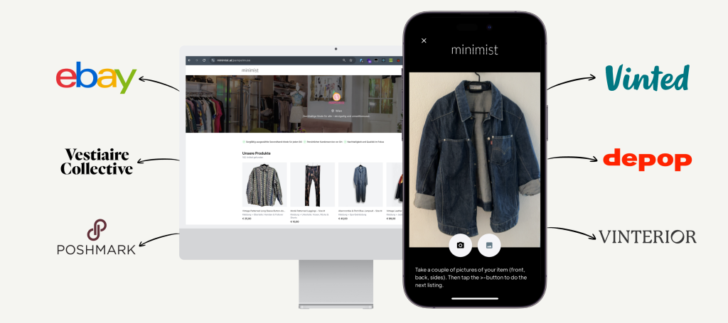 Mimimist banner image with online marketplaces logos.