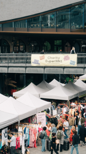 Overview of an outdoor market