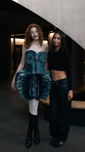Two women modelling at the FARAxLCF event.