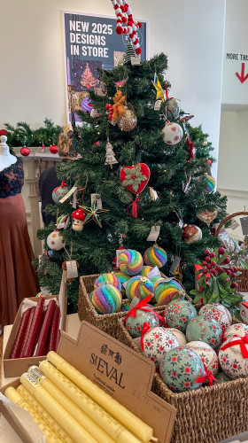 Christmas tree and bauble display