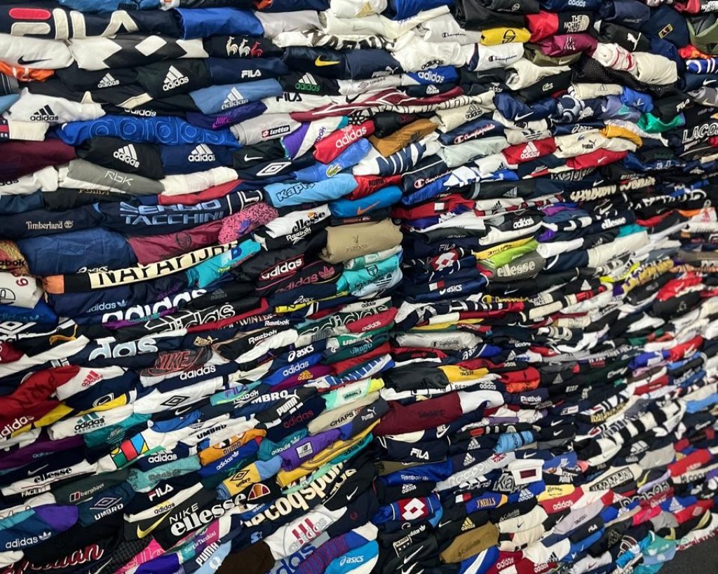 T-shirt stacks.