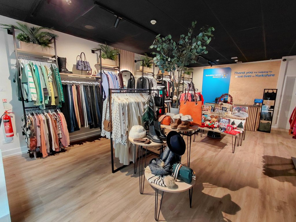 Yorkshire Cancer Research shop interior.