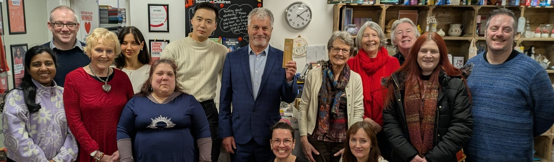 UK's Favourite Charity Shop presentation - Save the Children in Belfast. Shop team pictured